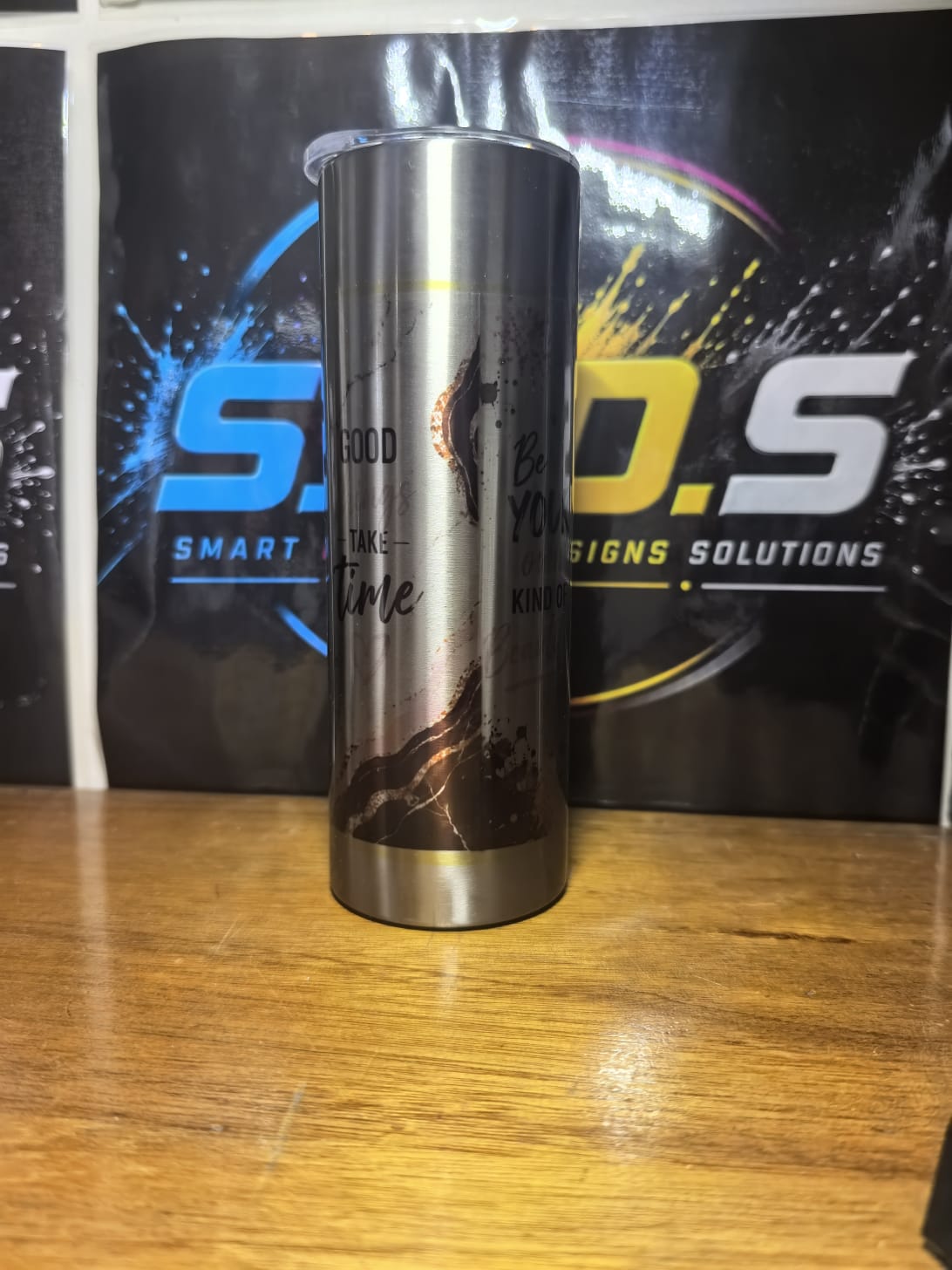 20oz Silver Stainless Steel Straight Skinny Tumbler