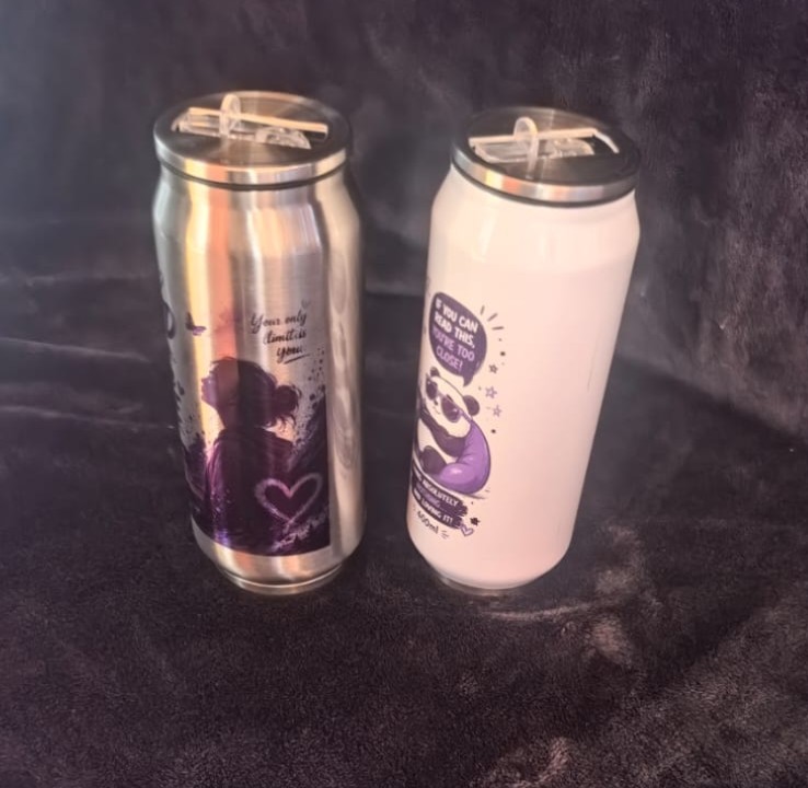 400ml White & Silver Stainless Steel Can