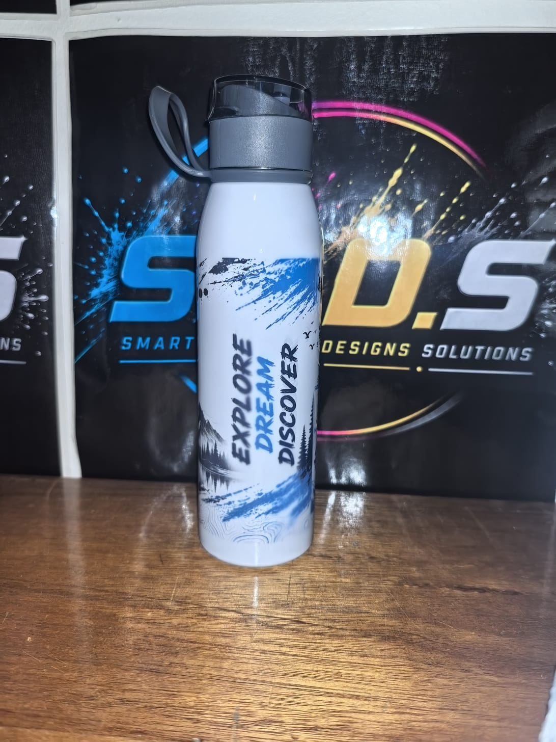 600ml White Stainless Steel Aqua Slim Water Bottle